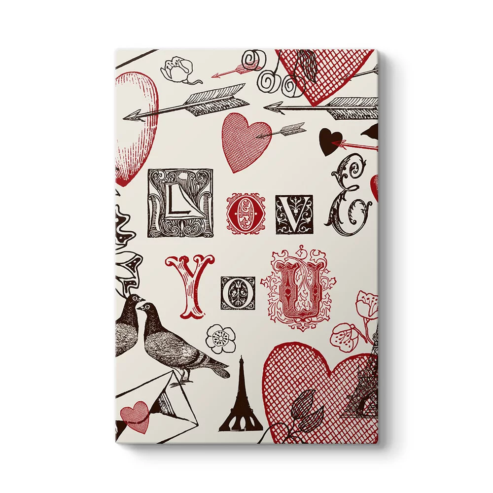 Love You Retro Tablo - Model 2